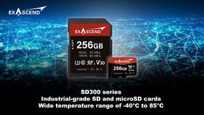 ExascendがSD300シリーズの産業グレードSDおよびmicroSDカードを発売