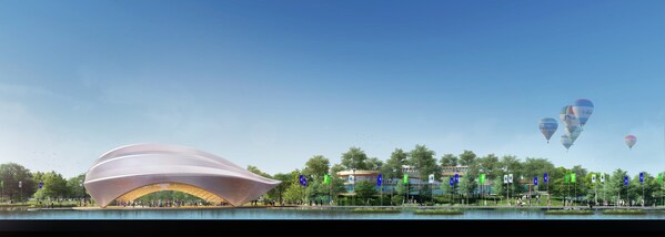 Artist’s impression of the 22.5-hectare planned site for Expo 2028 Phuket Thailand, located in the Maikhao Beach area, to the north of Phuket, representing harmony between People, Planet and Prosperity.