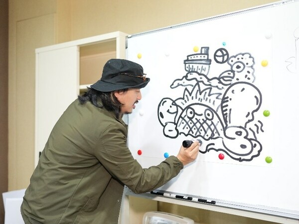 「探索Doodle塗畫之旅」的導師透過繪畫拼貼圖畫禪繞畫(Zentangle)，啟發同學們的想像力及創作可能性。