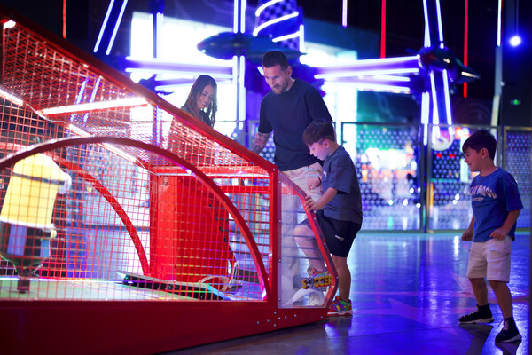 Leo Messi, Wife Antonella and kids Mateo and Ciro enjoying arcade games at Boulevard Riyadh City