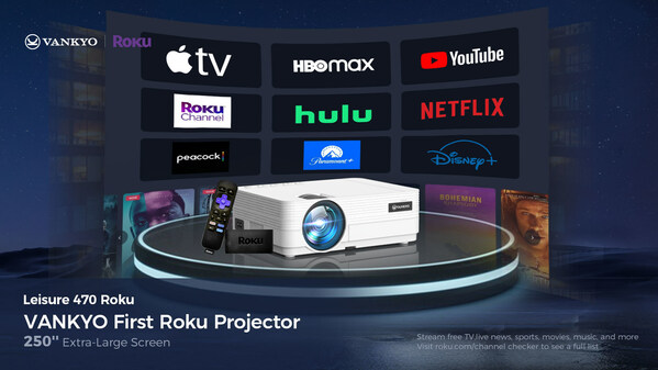VANKYO Introduces Leisure 470 Roku, the First Officially Authorized Roku Partner Projector Kit with the Largest Screen