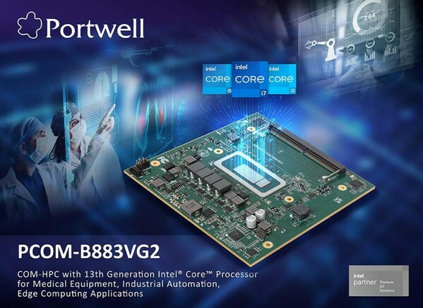 瑞傳科技推出基於第13代Intel® Core™處理器的COM-HPC Size-B客戶端模組，用於醫療設備和工業控制解決方案。