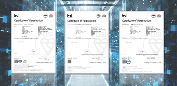 BSI为招商金科颁发ISO 27001:2022等ISO三大体系再认证证书