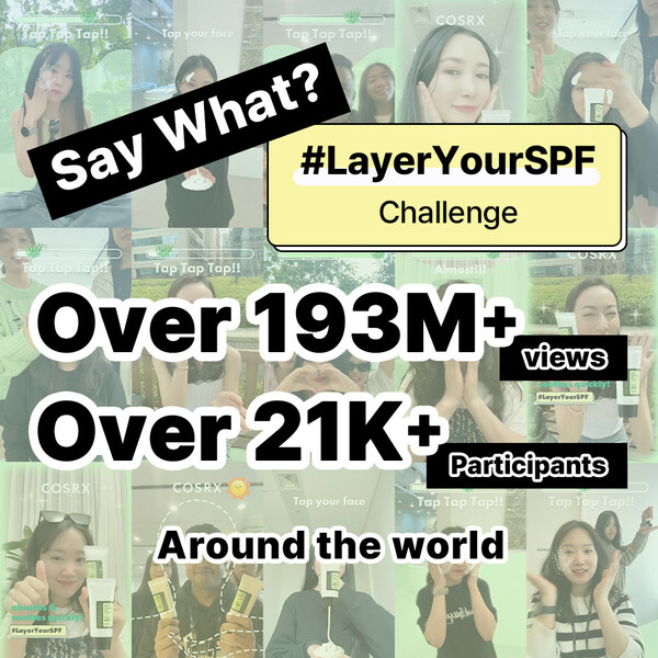 COSRX's #LayerYourSPF TikTok Challenge Campaign Concludes with Record-Breaking Engagement 193+ Million TikTok Views in a Month