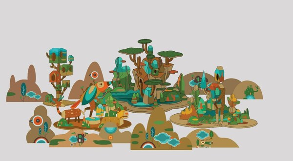 Render of Gatot Indrajati’s Forest Explorer. 2023. Cardboard, acrylic colour, dimensions variable.