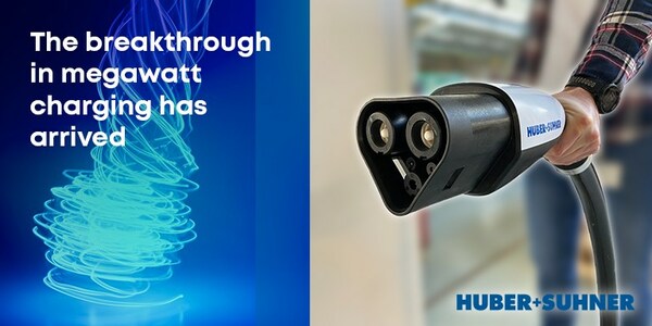 HUBER+SUHNER、商用車向けメガワット充電の目覚ましい革新を発表