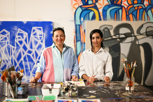 Driven by Change artist in residence, Nujood Al-Otaibi and mentor, Rabab Tantawy at Studio Thirteen