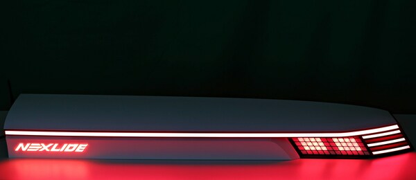 LG Innotek 推出的车用柔性立体照明‘Nexlide-M'。
Nexlide-M 采用柔性材料，不受照明形状限制，可用于多种设计。是即使在日间也能识别光亮的亮度，因此还可用作“日间行车灯”。