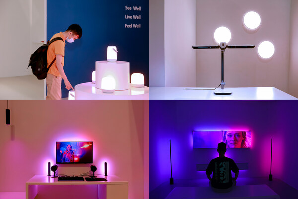 左上：飞利浦智能LED系列；右上：飞利浦全屋护眼LED系列；左下及右下：飞利浦Hue娱乐系列