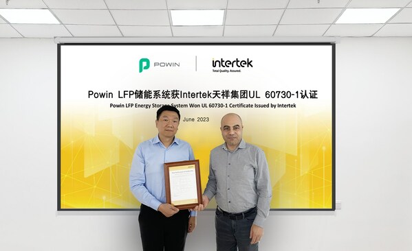 Powin LFP Energy Storage System is UL 60730-1 certified by Intertek