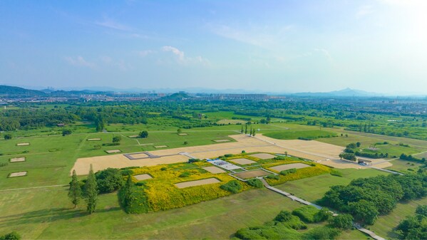 Photo provided to Xinhua shows the ancient city site of Liangzhu
