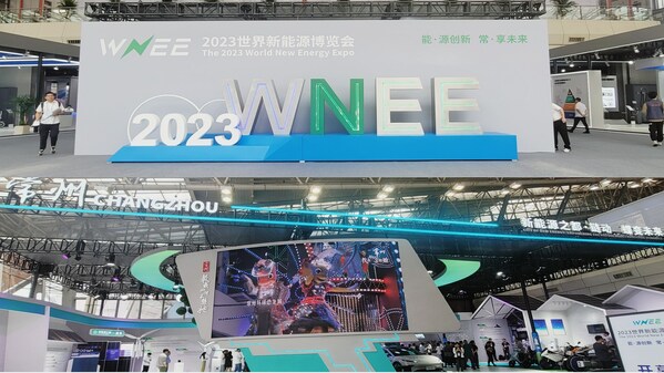 Photo shows the site of 2023 World New Energy Expo (WNEE) kicked off on Monday, in Changzhou, east China's Jiangsu Province.