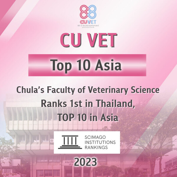 Chula's Faculty of Veterinary Science Ranks 1st in Thailand, TOP 10 in Asia, and Top 53 in the World in the 2023 Scimago Institutions Rankings