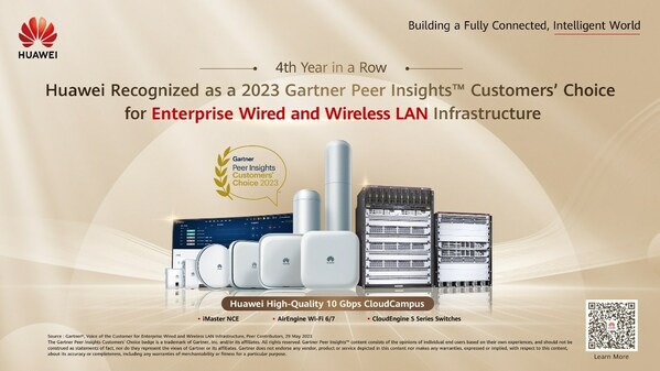 Huawei Named a 2023 Gartner Peer Insights™ Customers’ Choice for Enterprise Wired and Wireless LAN Infrastructure Four Years in a Row for Its High-Quality 10 Gbps CloudCampus