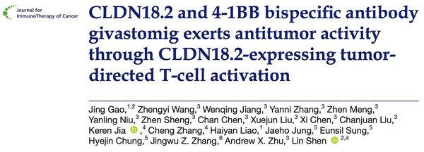 I-Mab Announces Publication of Claudin18.2 x 4-1BB Bispecific Antibody Givastomig in JITC