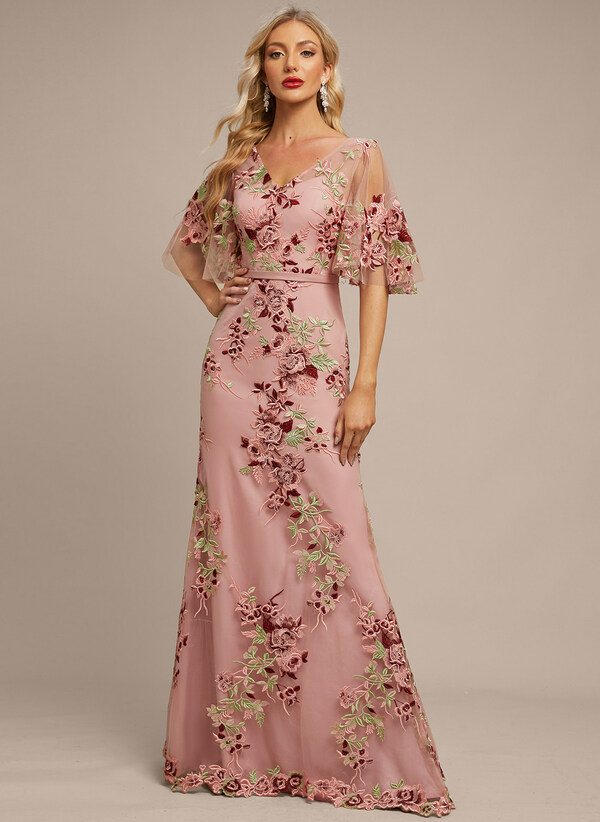 V-Neck Floor-Length Lace Dress;
product number #288733