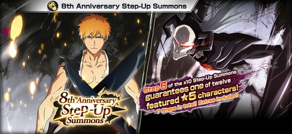 Brave Souls is well known for holding awesome anniversary events each year. The “Brave Souls 8th Anniversary and Thousand-Year Blood War Campaign” currently underway also features a ton of irresistible content for players such as free Summons and Gift Bonanzas. On top of that, special 8th anniversary versions of Ichigo Kurosaki and White have been added to the game.