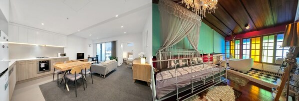 左：澳洲顶层公寓；右：曼谷泰式风格民宿