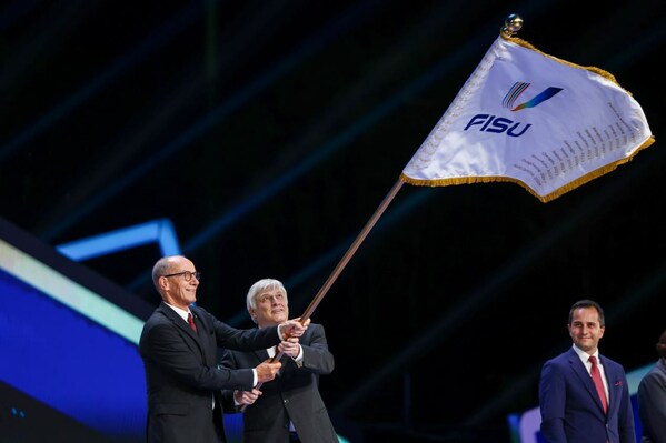 The FISU flag handover ceremony is held