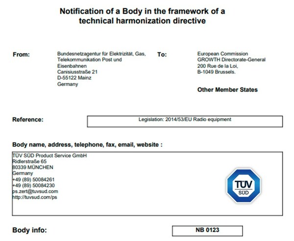 TÜV南德获得欧盟RED指令网络安全扩项发证资质授权
