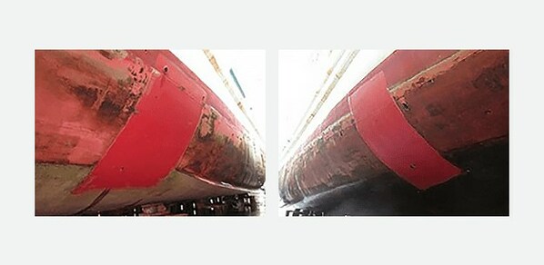 使用“AQUATERRAS”12个月后的船舶表面污染情况