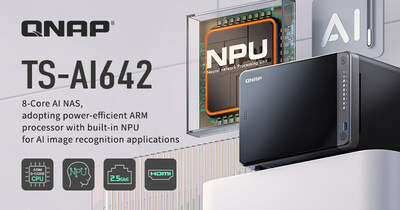 QNAP 新一代 AI NAS TS-AI642，高规格搭载 ARM 八核心处理器与运算性能可达 6 TOPS 的架构神经运算单元 (NPU)，让中小企业以更精省的预算，轻松部署入门 AI 影像存储与智能 Surveillance NAS 方案。