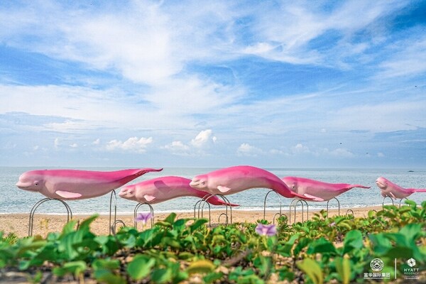 粉色鲸鱼艺术装置《海洋天使之歌》