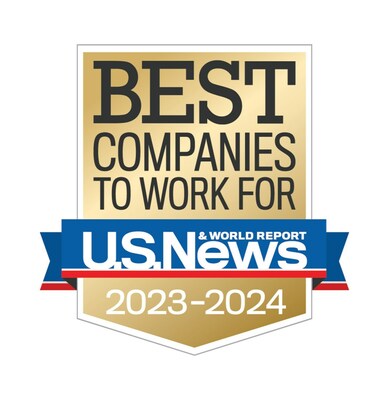 U.S. News & World Report Best Companies to Work For 2023-2024 badge.