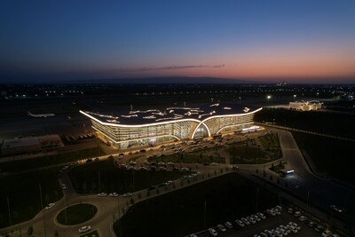 Roof of the new Samarkand International Airport Bearing the Iconic Star Chart of 15th Century Uzbek Astronomer Mirzo Ulugbek