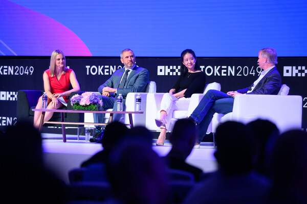 OKX President Hong Fang speaks about the future of the crypto industry on the OKX Mainstage at Token2049