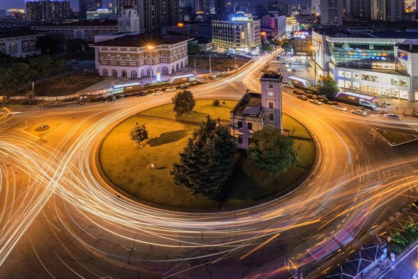 Photo shows night view of a junction at Kaifu District of Changsha, central China's Hunan Province.