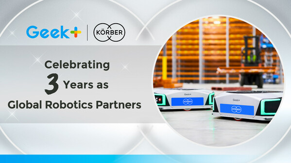 Krber and Geek+ celebrate three years as global robotics automation partners.