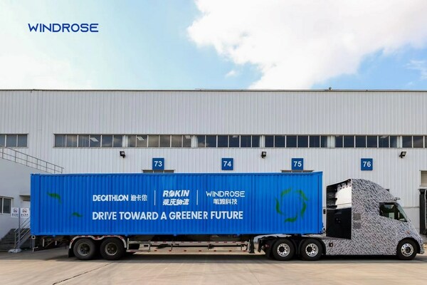 Windrose EV truck at a recent launch event with Decathlon and Rokin Logistics