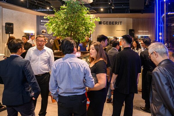 Geberit showroom grand opening with guests.