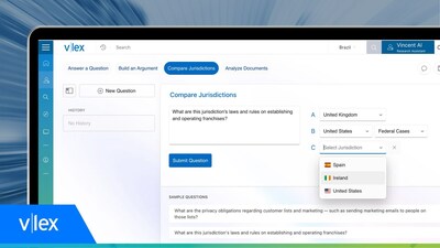 vLex 推出 Vincent AI | 全新人工智能工具可完成研究备忘录初稿、构建论据、律研汇总文件等，对V的人覆盖全球范围/(PRNewsFoto/vLex)