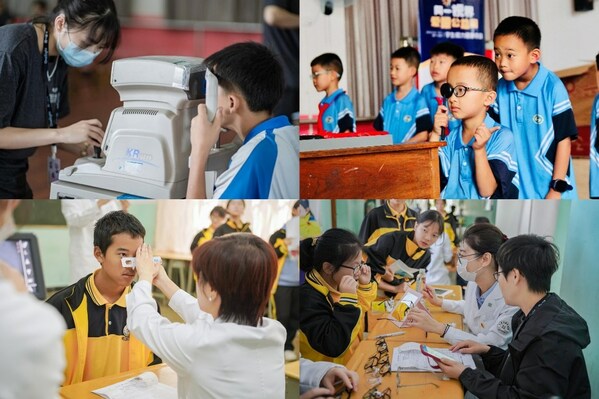 志愿者为云南省文山州马关县、富宁县的孩子提供视力筛查和配镜服务