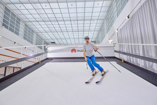 Ski simulator in Huawei’s new Health Lab in Finland