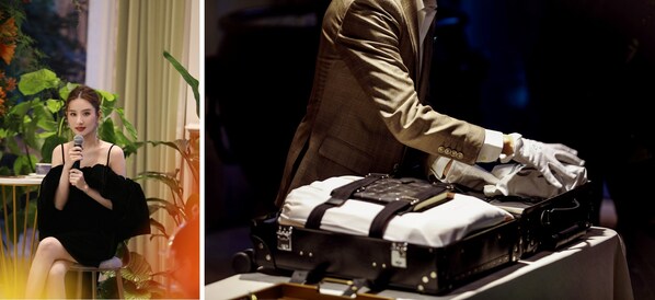 从左至右：“风尚旅行收纳”大师课堂特邀嘉宾何超莲分享旅行收纳；瑞吉管家行李打包