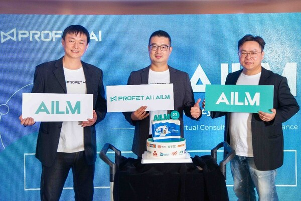 Profet AI co-founders celebrate the launch of the new product, AILM. From left to right: Max Chen (Profet AI Chief R&D Officer), Jerry Huang (Profet AI CEO), Forster Lin (Profet AI CTO)