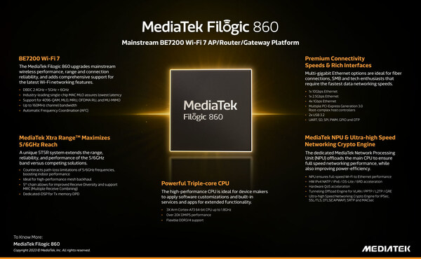 MediaTek Filogic 860 infographic