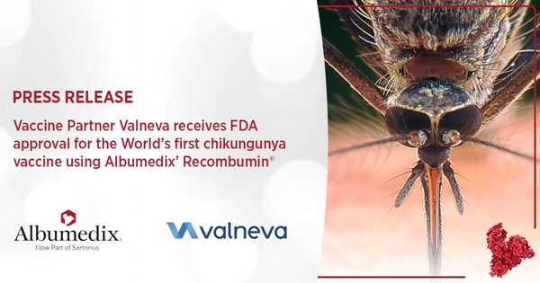 ワクチンパートナーのValnevaがAlbumedixのRecombumin（R）を使用した世界初のチクングンヤ熱ワクチンでFDA認可を取得
