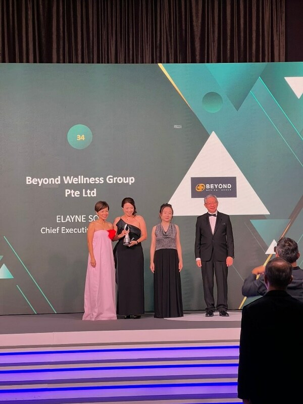 Second from the left, Beyond Medical Group’s CEO, Ms Elayne Soh receiving Singapore’s Top 50 Enterprises in 2023 award.