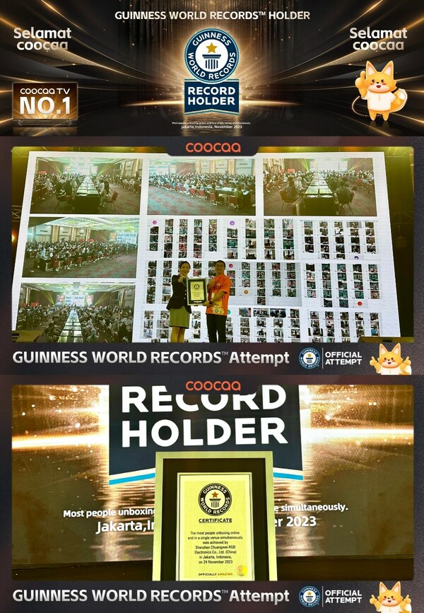 Indonesia's NO.1 coocaa TV Sets Guinness World Records for "Most People Unboxing Online And in A Single Venue Simultaneously."