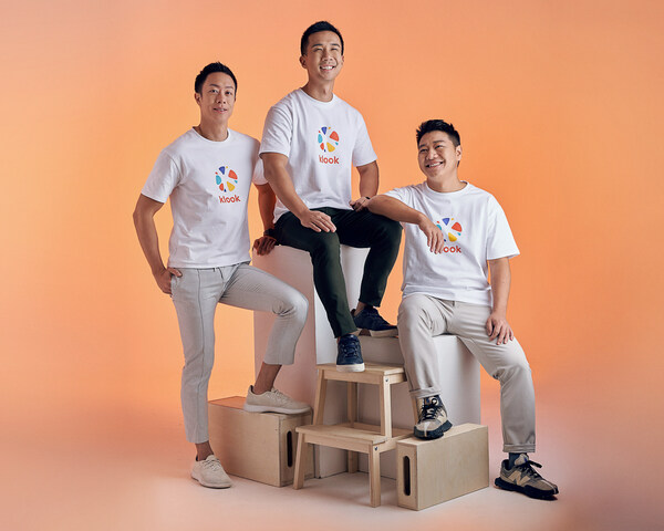 Klook co-founders from left to right, Eric Gnock Fah, Ethan Lin and Bernie Xiong