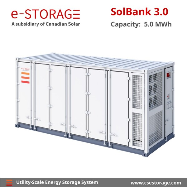 Canadian Solar's e-STORAGE Launches SolBank 3.0 with Higher Density and Advanced Safety