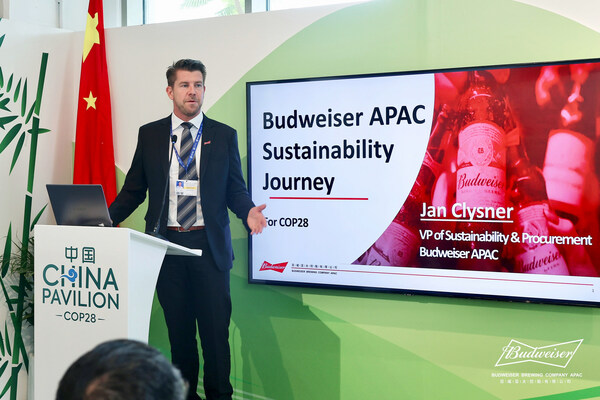 Jan Clysner, VP of Sustainability & Procurement, Budweiser APAC shared the company’s efforts to 2025 sustainability goals at COP28