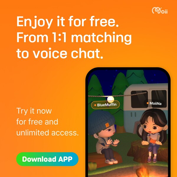 Moii’s unlimited access allows 1:1 matching with users from around the world for virtual socializing.