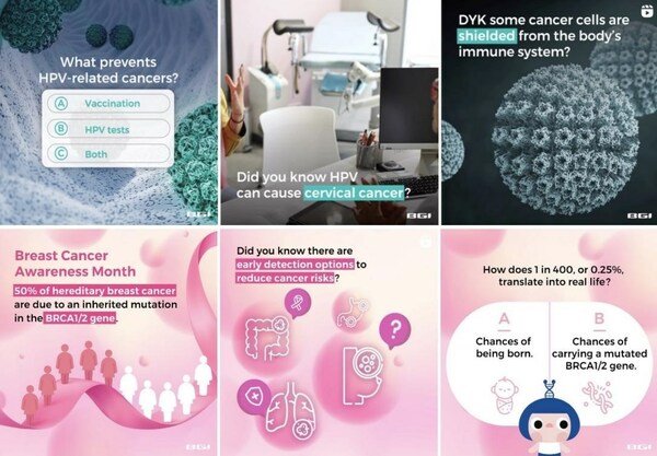BGI Genomics IG posts related to breast cancer and cervical cancer
