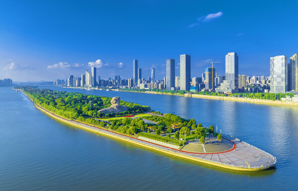 A panoramic view of Orange Island Park in Changsha, Hunan province.