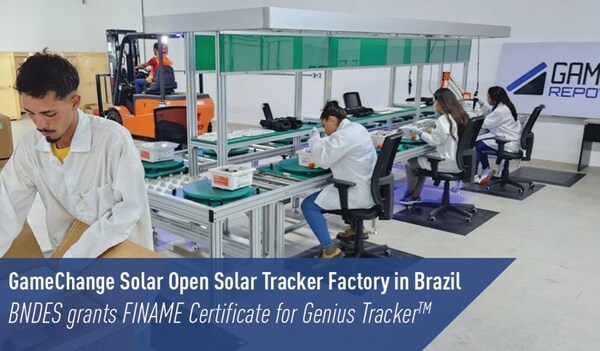 GameChange Solar Brazil factory workers building Genius Tracker(TM) components